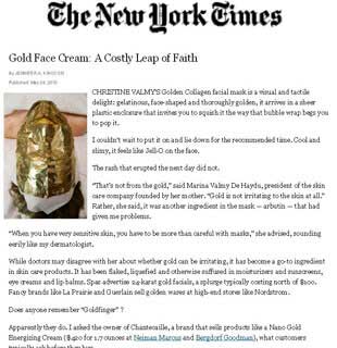 The New York Times: Dr. Hellman speaks about the use of gold-based facial creams