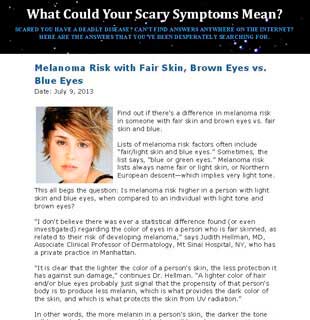 ScarySymptons.com: Dr. Hellman speaks about the risk of Melanoma with Fair Skin, Brown Eyes vs. Blue Eyes